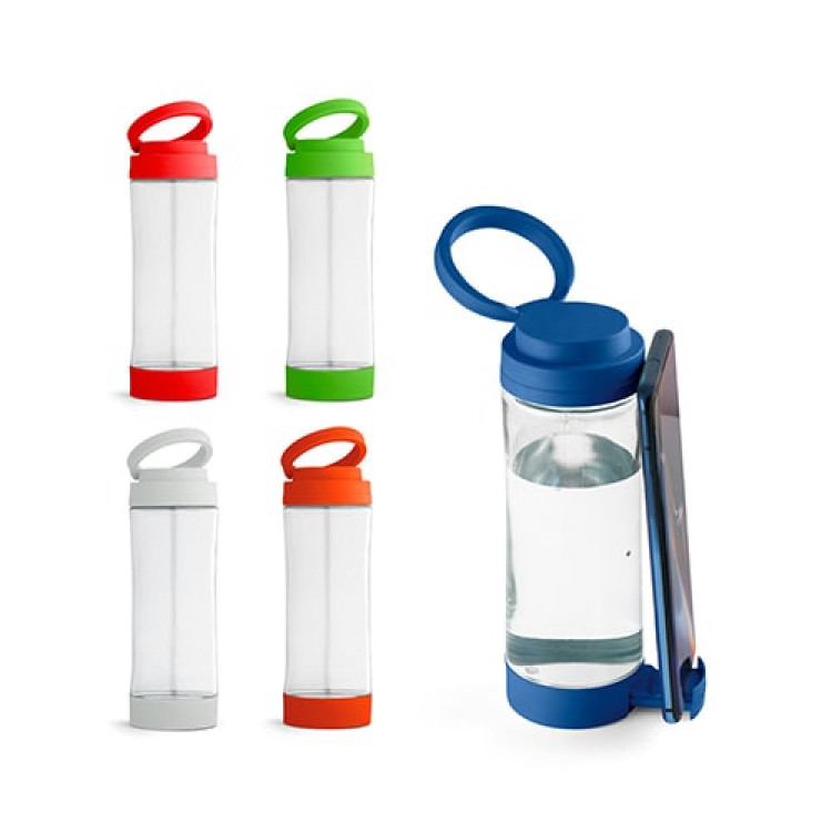 QUINTANA. Glass sports bottle with PP cap 390 mL